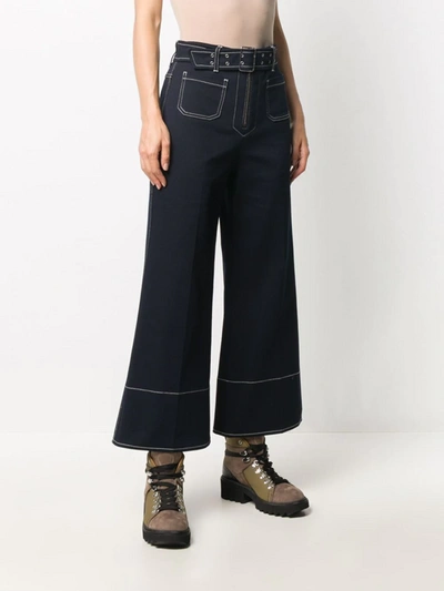 Shop Miu Miu Cropped Wide-leg Jeans In Ferro