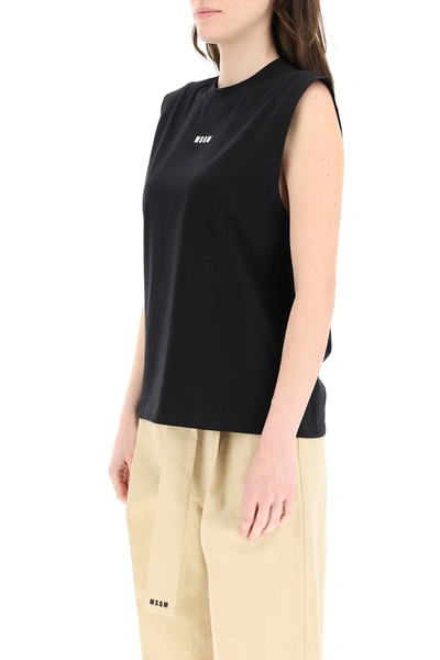 Shop Msgm Sleeveless Jersey Top In Black
