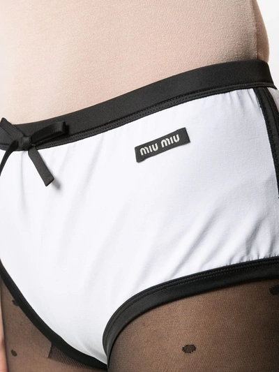 Shop Miu Miu Bow-detail Cotton Shorts In Argento