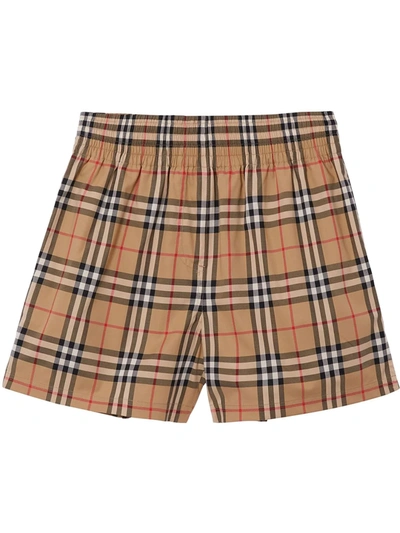 Shop Burberry Vintage Check Side-stripe Shorts In Archive Beige Ip Chk