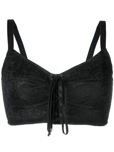 Shop Dolce & Gabbana Laced Corset Bra In Black