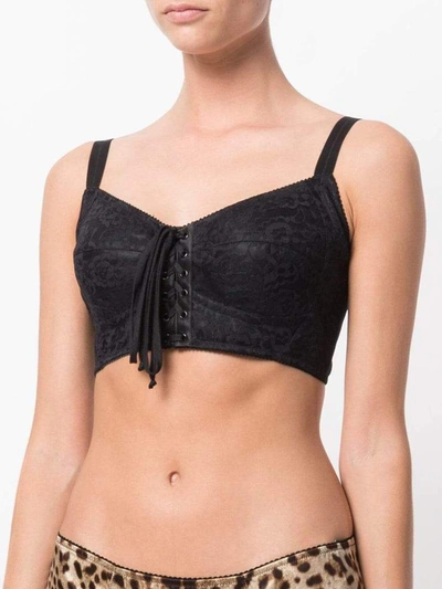 Shop Dolce & Gabbana Laced Corset Bra In Black