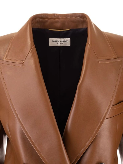 Shop Saint Laurent Women's Brown Other Materials Blazer