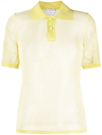 Shop Bottega Veneta Women's Yellow Cotton Polo Shirt