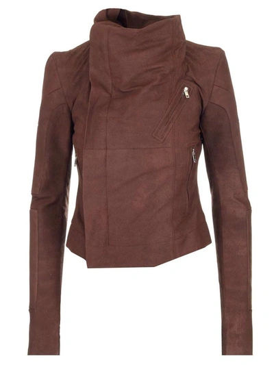 Shop Rick Owens Women's Brown Leather Outerwear Jacket