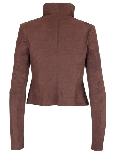 Shop Rick Owens Women's Brown Leather Outerwear Jacket