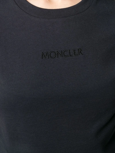 Shop Moncler Embroidered Logo T-shirt In Blue