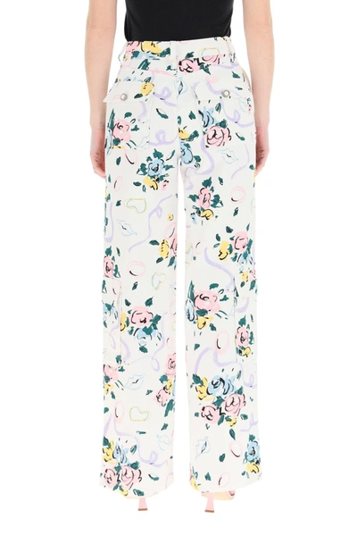 Shop Alessandra Rich Floral Print Jeans In White