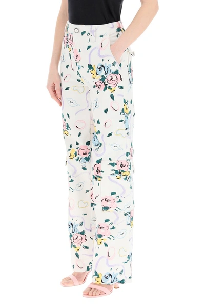 Shop Alessandra Rich Floral Print Jeans In White