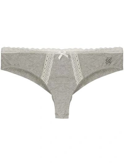 Shop Blumarine Lace-embroidered Thong In White