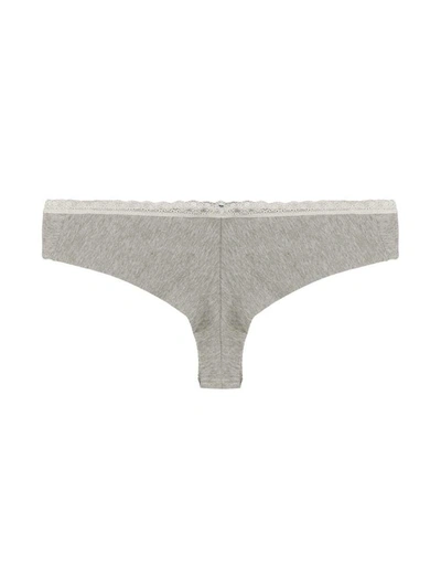 Shop Blumarine Lace-embroidered Thong In White