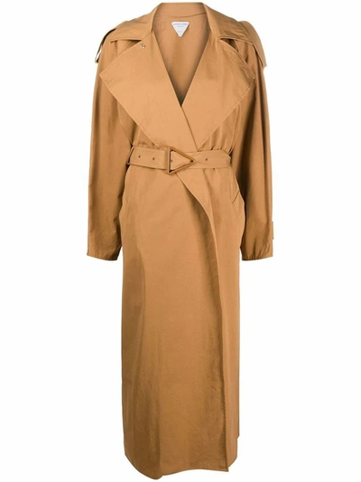 Shop Bottega Veneta Women's Brown Cotton Trench Coat