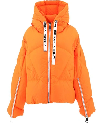 Shop Khrisjoy Hooded Puffer Jacket In Orange