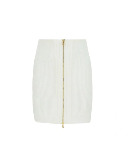 Shop Balmain Women's White Other Materials Skirt