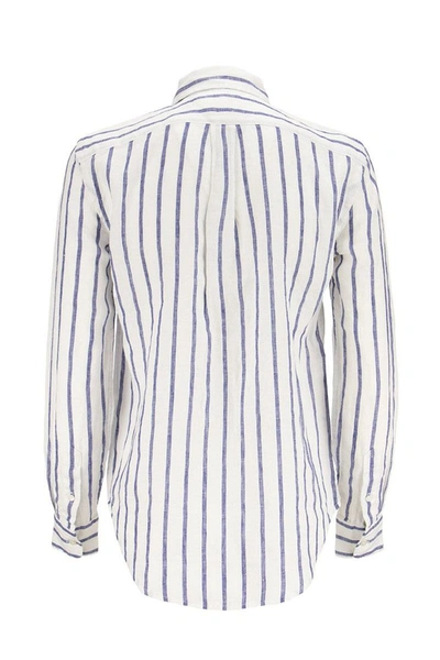 Shop Ralph Lauren Relaxed Fit Striped Linen Shirt In Blue