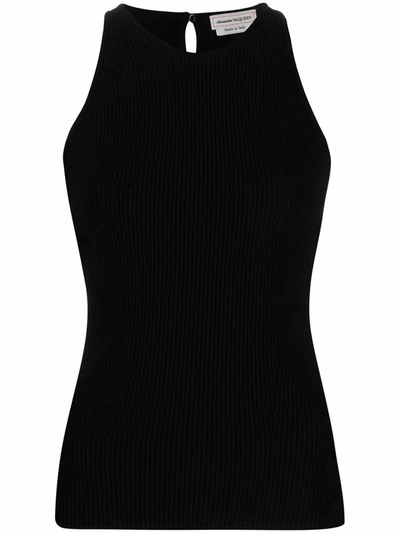 Shop Alexander Mcqueen Women's Black Viscose Tank Top