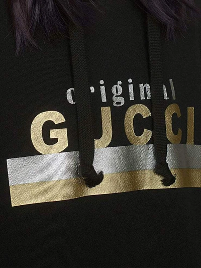 Shop Gucci "original " Print Hooded Dress In Black