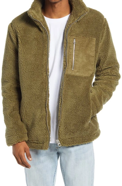 Shop Topman Palmer Faux Fur Jacket In Khaki/olive