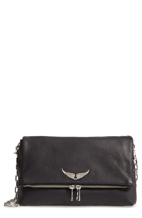 Zadig & Voltaire Rocky Leather Shoulder Bag In Noir | ModeSens