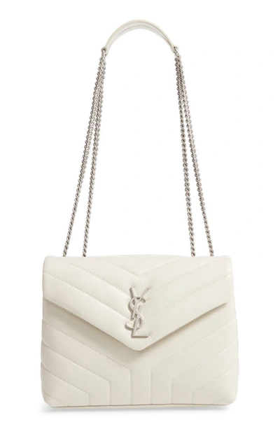 Shop Saint Laurent Small Loulou Matelassé Leather Shoulder Bag In Blanc Vintage