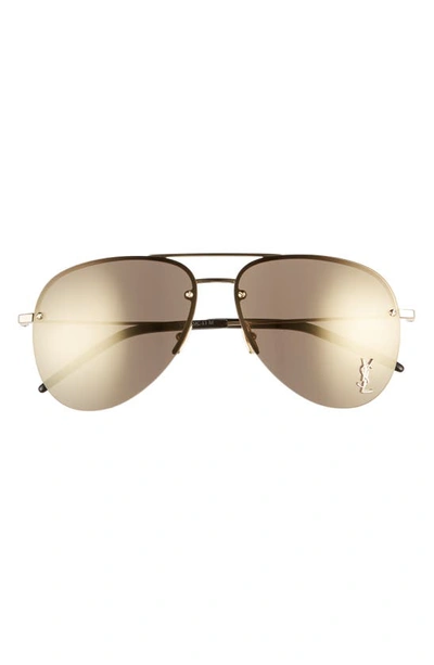 Shop Saint Laurent 59mm Aviator Sunglasses In Gold/ Gold