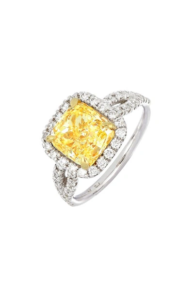 Shop Bony Levy Cushion Yellow Diamond Halo Ring (nordstrom Exclusive) In Yellow Diamond/ White And Yell