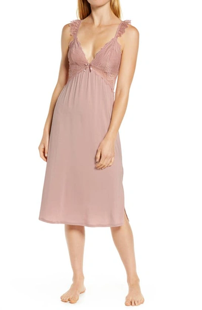 Shop Homebodii Petra Nightgown In Dusty Mauve