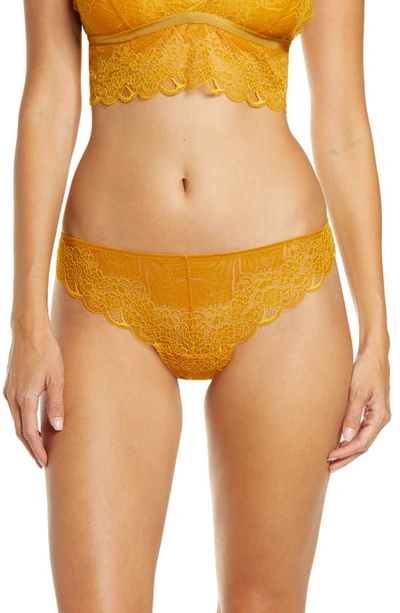 Shop Madewell Lace Tanga In Amber Gold