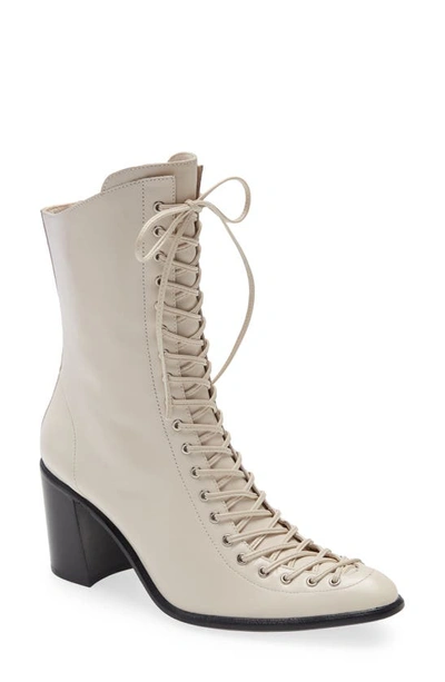 Shop Jeffrey Campbell Archille Lace-up Boot In Ivory Leather