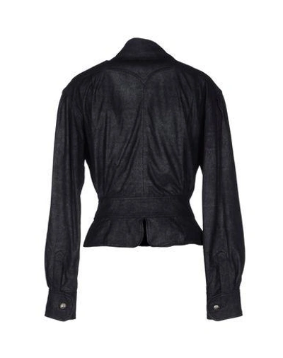 Shop Karl Lagerfeld Leather Outerwear In Black