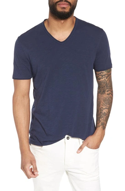 Shop John Varvatos Star Usa Slim Fit Slubbed V-neck T-shirt In Oiled Blue