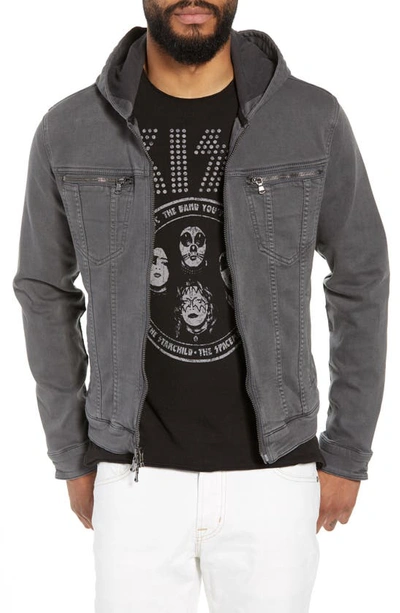 Shop John Varvatos Hooded Denim Jacket In Shark Grey