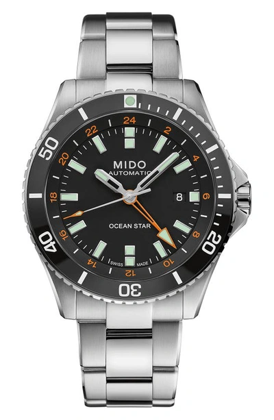 Shop Mido Ocean Star Gmt Automatic Bracelet Watch, 44mm In Silver/ Black