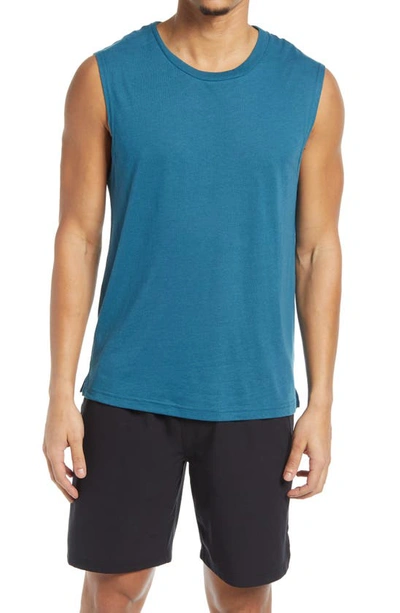 Shop Alo Yoga The Triumph Sleeveless T-shirt In Mineral Blue