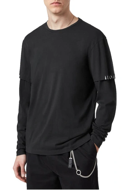 Shop Allsaints Haven Layered Long Sleeve T-shirt In Jet Black