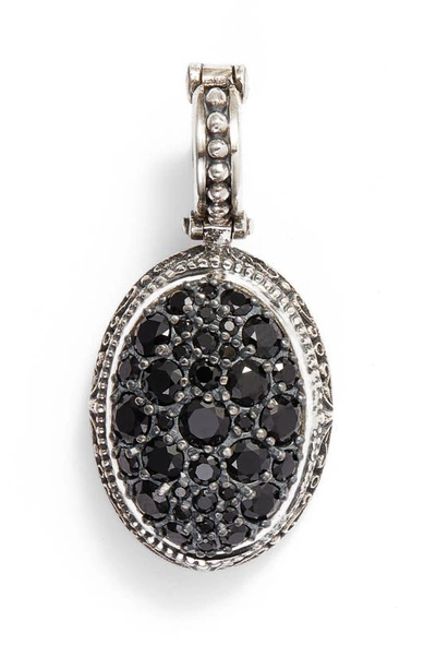 Shop Konstantino Circe Black Spinel Pave Pendant In Silver