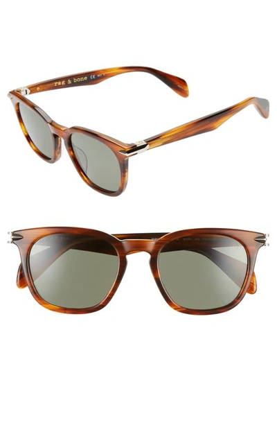 Shop Rag & Bone 50mm Polarized Round Sunglasses In Dark Havana