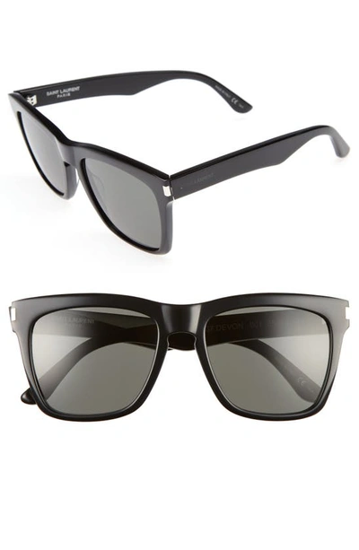 Shop Saint Laurent Devon 55mm Sunglasses In Black/ Grey