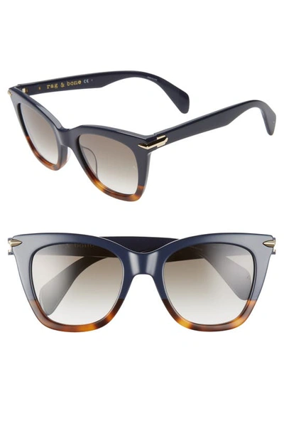 Shop Rag & Bone 52mm Sunglasses In Blue Havana/ Grey Blue