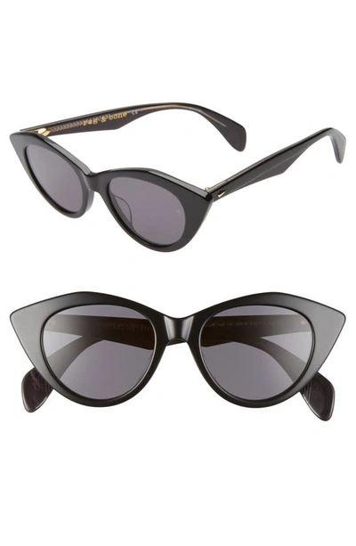 Shop Rag & Bone 49mm Cat Eye Sunglasses In Black/ Grey Blue