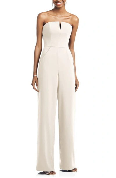Shop Dessy Collection Strapless Crepe Jumpsuit In Ivory