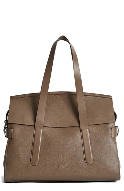 Shop Reiss Chancery Leather Satchel In Mid Grey