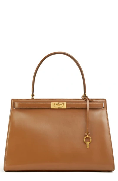 Shop Tory Burch Large Lee Radziwill Leather Bag In Moose