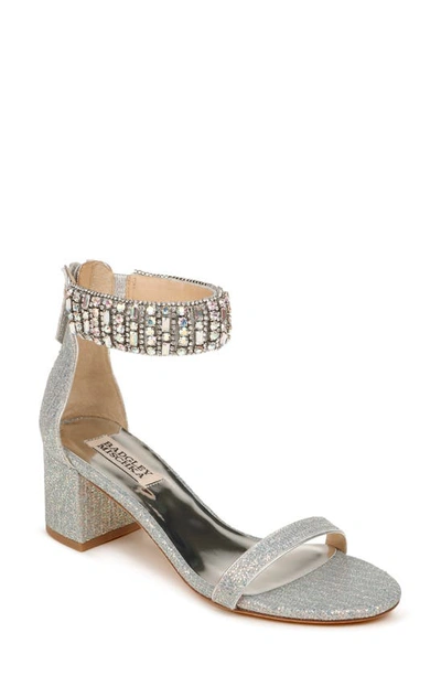 Shop Badgley Mischka Gallia Ankle Strap Sandal In Silver Glitter