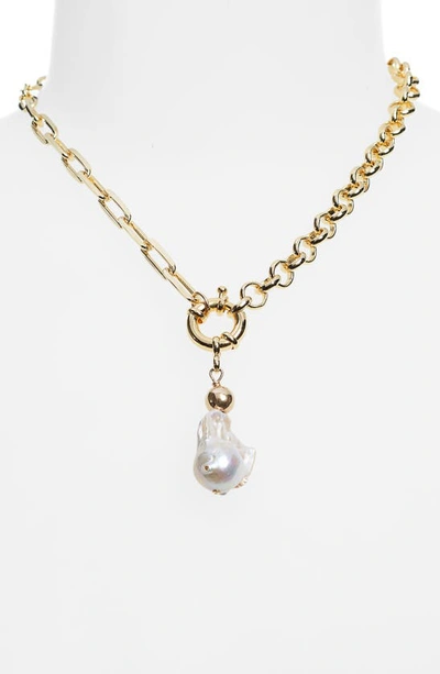 Shop Aliou Marabá Baroque Pearl Necklace In Gold