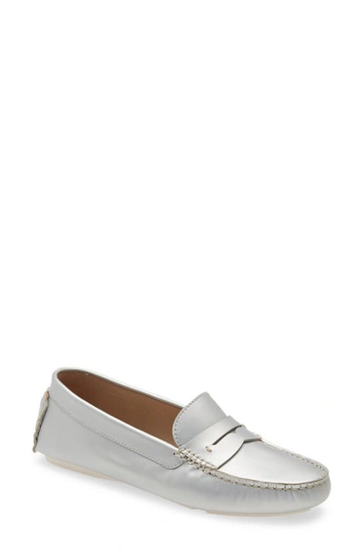 Shop Johnston & Murphy Maggie Driving Loafer In Silver Leather