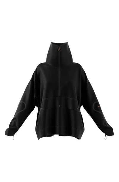 Shop Adidas By Stella Mccartney Half-zip Mid-length Jacket In Black