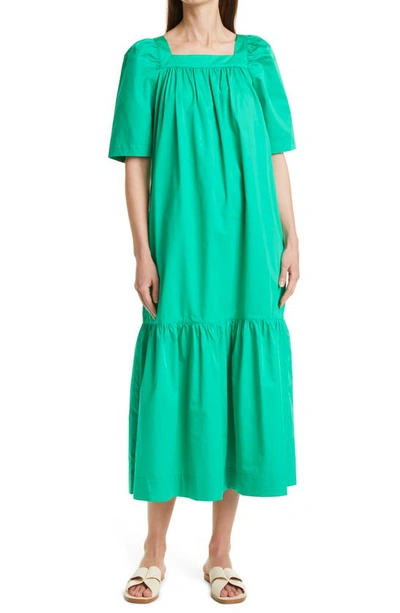 Shop Rodebjer Donya Square Neck Float Dress In Spring Grass