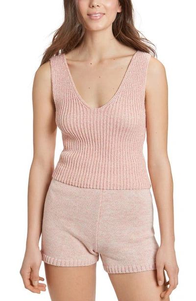 Shop Juicy Couture Crop Sweater Tank In Rose Marble Combo