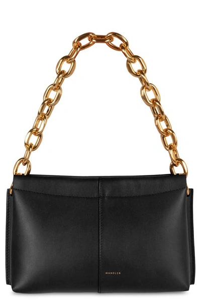 Shop Wandler Mini Carly Chain Strap Leather Shoulder Bag In Black